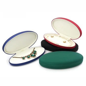 Подарък кутия за бижута от малки перли, Нова кутия за набиране на обеци за колиета, овална кутия за съхранение на бижута на едро, се предлага в няколко цвята