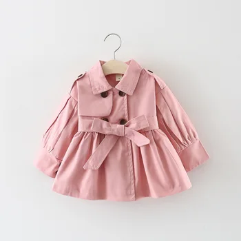 Детски дрехи 2020 г., яке за момичета, пролетно-есенен детски Монофонични Тренч дантела, дамски детски облекла