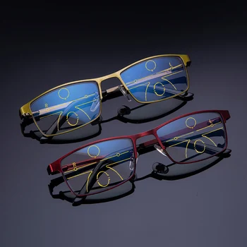 GLAUSA Анти Синя Светлина Многофокусные Очила За Четене За Мъжете Бизнес Прогресивни Очила За Далекогледство Очила + 1,0 + 4,0 Унисекс