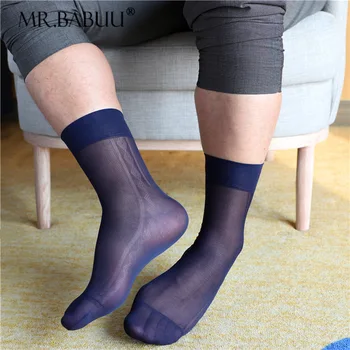 Мъжки Леки, Дишащи Прозрачни Чорапи В Стил Ретро С Геометричен Модел, Прозрачни Секси Чорапи, Бизнес Рокля, Ежедневни Найлонови Къси Чорапи