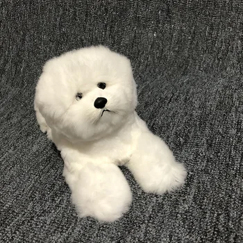 пластмаса и кожа склонен Bichon Frise куче е труден модел голяма 30x15 см бяло куче, подпори занаят декорация на дома, подарък играчка w0304