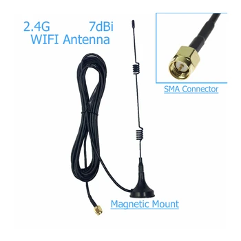 1 БР. Wifi WLAN 5 X Усилвател на диапазона SMA 2.4ghz 7DBI Безжична Антена Удължител + Базова Ненасочена антена