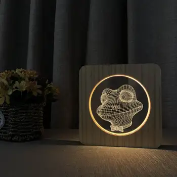 Креативен Лампа С Изображение на Животни, LED USB 3D лека нощ, Декорация на Детски Стаи, Дървени Топли Светлини, Начало Декор, Подарък За Рожден Ден, Директна Доставка