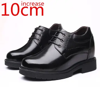 Мъжки сватбени обувки с асансьор 10 см, удобна вътрешна обувки, които растежа, Бизнес и ежедневни обувки от телешка кожа на дебела подметка, официалната мъжки обувки