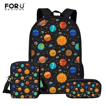 FORUDESIGNS/Детски училищни чанти с принтом Планети от картун 