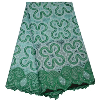 (5 ярда/бр) висококачествено мятно-зелена африканска суха памучен лейси плат с чудесна бродерия от швейцарската воал, за вечерна рокля CLP49