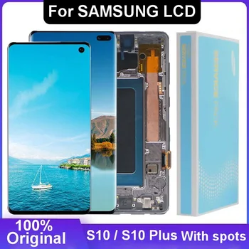 ОРИГИНАЛЕН AMOLED S10 LCD Дисплей За SAMSUNG Galaxy s10 G973 G973F S10 Plus G975 G975F G975F/DS Докосване Екрана Дигитайзер С лепенки
