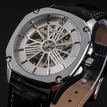 Марка WINNER часовници мъжки механични часовници с виртуален скелет модерни дневни автоматични заводные часовници със злато обковани със стомана каишка relogio masculino