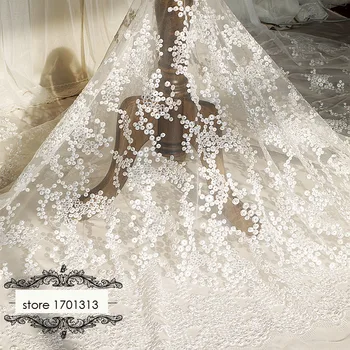 1,3*1 метър френски 3D дантелен Плат с бродерия на точки за сватбена рокля от слонова кост, бяло цвете лейси апликация, вечерни рокли 