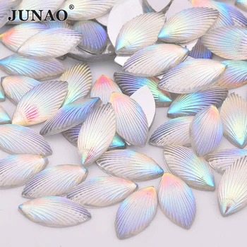 JUNAO 7x15 mm Crystal AB-Плоска Задната Обвивка Кристали Апликация на Кон Очите Смола Кристални Камъни Не Коригиране на Кристали за Албуми за 