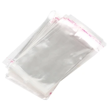 200 Прозрачни Самозалепващи найлонови торбички с размер 7 см x 13 см за опаковане на по-малки елементи, бижута, предмети на декоративно-приложното изкуство