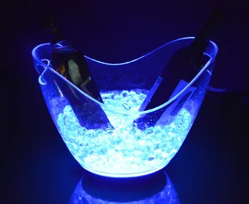 Кофа с лед led том 4Л пластмасови един цвят, 4Л барове, нощни клубове LED осветяване нагоре кофа с лед, шампанско вино, бира кофа барове