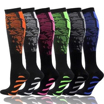 6 Двойки Unsix Фитнес скачане на въже Маратон До Средата на Прасците Компресия Чорапи със Средна височина на Професионални Спортни Чорапи За Бягане Под Налягане