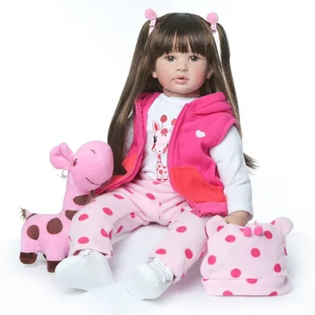 NPK Boneca Reborn 23 инча Мека Силиконова Vinyl Кукла 60 см Мека Силиконова Кукла Reborn Бебе, За Новородено Реалистични Кукли Bebes Преродения