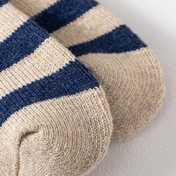 5 Двойки Мъжки Дебели Топлинна Чорапи за Екипажа От Изкуствена Вълна, плетени калъф За носочные Изделия в Ивица с Чертеж