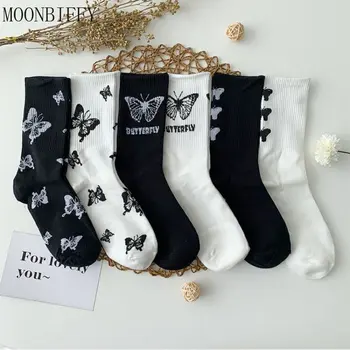 Чорапи с пеперуди, Пролетно-летни Чорапи До средата на прасците, Черно-Бели Чорапи с японския Модел, Чорапи, Мъжки Чорапи, Смешни Чорапи, Нови
