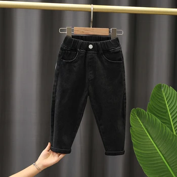 Нови Дънки За момчета и Момичета, Пролетно-есенни Детски Ежедневни Черни Панталони с Модел, Изключително Модерни Детски Панталони на поръчка е от 2 до 8 години