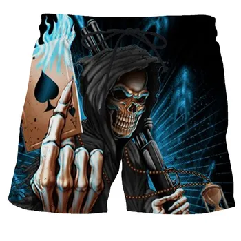 2022 Нови Летни Мъжки Панталони Shorts С Черепа на Ужасите 3D Плажни Къси Шорти С Принтом Аниме Градинска Дрехи Къси Ежедневни Плажни Панталони