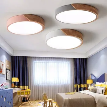 Скандинавска хол macaron log ултратънък тавана лампа led прост спалня 23/30 см кръгла кабинет осветление