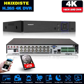 H. 265 + 16CH 4K Ultra HD ВИДЕОНАБЛЮДЕНИЕ AHD DVR Рекордер 6 в 1 8MP Разпознаване на лица AHD NVR Видеонаблюдение за Сигурност AHD IP Камера