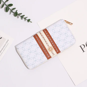 2022 Модни дамски чанта от налита на бой тъкан голям капацитет, с няколко карти с цип, от изкуствена кожа, стандартни портфейли, дълъг качествен клатч