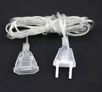 5Ｍ удължителен кабел на захранването Включете Прозрачен Стандартен захранващ Кабел за начало на празника Led Лампа Коледни светлини. 2 бр.