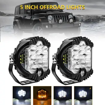 2 елемента 5 инча 4x4 Автомобилни LED осветление 12V 24V DRL Hi/Lo Лъч 50W 5000LM 5 