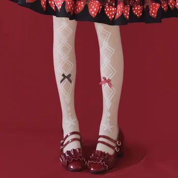 Диамантени Каре Панделки, Оригинален Дизайн, Сладък Дамски Чорапи над коляното в стил Лолита за Момичета, 15D, Кадифени Дълги Чорапи До Бедрото,