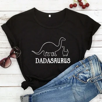 тениска dadasaurus от 100% памук, реколта женска тениска с къс ръкав, графична християнска тениска