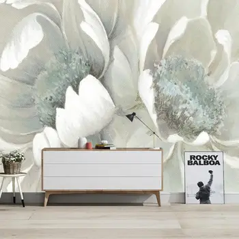 Обичай размер на идиличен цветя ръчно рисувани лилия хол, спалня, трапезария ТЕЛЕВИЗИЯ фон тапети стенопис PVC коприна