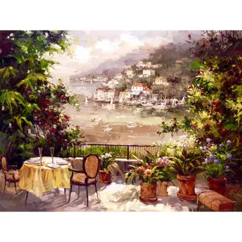 Арт подарък градински картини с маслени бои Bien Venue ръчно рисувани италиански Пейзажи картина в стила на импресионизма за декора на стените
