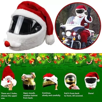 Открит Персонализирани Пълен Каска Покриване на Коледа Дядо Коледа Плюшен Шапка за Шлем Коледна Украса N0HF