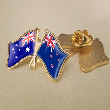 Австралия и Нова Зеландия Кръстосани Двойни Знамена Приятелство Брошки Икони Игли за Яка