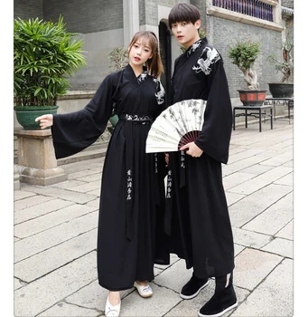 4XL 5XL Hanfu Облекло на Жените и Мъжете на Двойка Дрехи Мода Черен Wuxia Китайски Фехтовач Cosplay Костюм