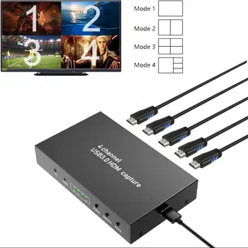 4 в 1 HDMI Capture Live USB3.0 4-канален HDMI видеозахват с стрийминг на предаването в реално време