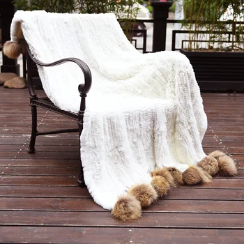 Декоративна покривка за Дивана CX-D-108 от Кожа Заек Рекс, Вязаное Покривалото от кожа на миеща мечка