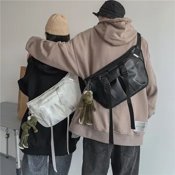 Мултифункционален водоустойчив мъжки кожена чанта, Голяма Спортна нагрудная чанта, бяла чанта през рамо за мъже, голяма черна мъжка чанта през рамо