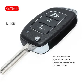Keyecu Флип 3 бутона за дистанционно Ключодържател 433 Mhz ID46 Чип за Hyundai IX35 Tuscon 2014-2016 P/N: 95430-2S750