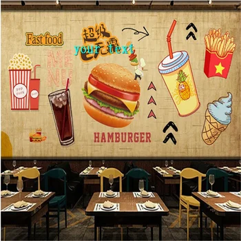 Потребителски Хамбургери, Пържени заведения за Бързо Хранене Кока-Кола Тапети 3D Снек-Бар Бургер Ресторант Индустриален Декор, на Фона на Тапети 3D
