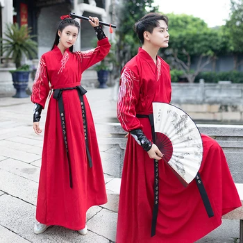 Бродирана кръст яка Hanfu мъжки женски древния костюм фехтовач cp бойни изкуства и китайски елемент на националност Хан облекло