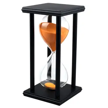 Цвят! 60Мин Дървени Пясъчен Пясъчен часовник Пясъчен Часовник, Таймер Часовник Декор Уникален Подарък Тип: 60Мин Черна Рамка Оранжев Пясък