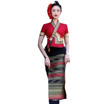 Тайландски Костюм Дай Обличам Потник Блуза, Дълга Пола, Етническия Стил на Облекло от Югоизточна Азия Тайланд традиционно Облекло за Жени
