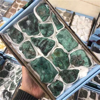 Естествен кварц малахит груби необработени кристали, лечебни камъни за фън шуй