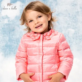 DB16286 дейв bella/ зимно модно ультралегкое пуховое палто с цветен печат за малки момичета, детски яке с 90% бял утином топола с подплата