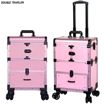 Професионална косметичка Скоростна Голям капацитет за количка чанта за багаж косметичка количка за нокти татуировка на Красотата куфар количка
