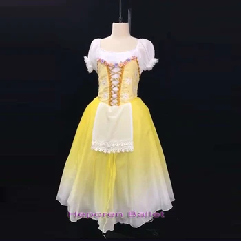 Висококачествено индивидуално възрастен Жълто Балетное рокля за изпълнения Gabrielle, балетна пола от мека прежда Giselle spring по поръчка