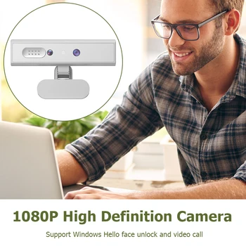 Разпознаване на лица 1080 P Камера Въртяща се на 360 5-МЕГАПИКСЕЛОВА Full HD 1080 P Уеб Камера за вашия Десктоп на Лаптопа Поддръжка на Windows 10/11 Система
