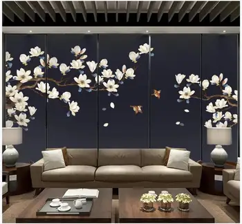 WDBH Custom снимка 3d тапети Китайската ретро-ръчно рисувани цветя и птици 