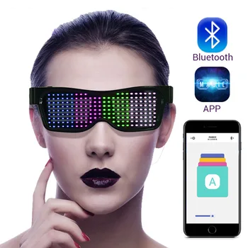 Акумулаторна Адаптивни Led Очила с Подсветка на ПРИЛОЖЕНИЕ Bluetooth за Партита, Фестивали, Мигающего показване на Текстови съобщения направи си САМ