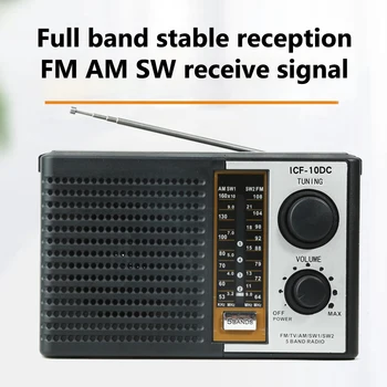 AM / FM / TV / SW Погодное Радио и 3.5 мм Жак 5 Ленти на Световната Приемник, Високоговорител С батерии Радио За възрастни хора Подкрепа TF карта, U-Диск